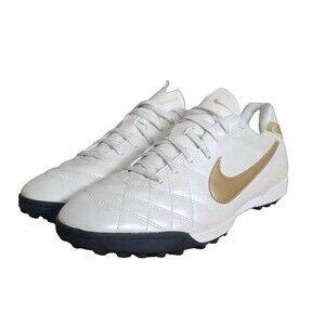 VNDS 2007 Nike Tiempo TF IC Legend II White Gold R10 Ronaldinho Leather Men's 12